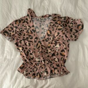 Show me your mumu ruffled leopard print top